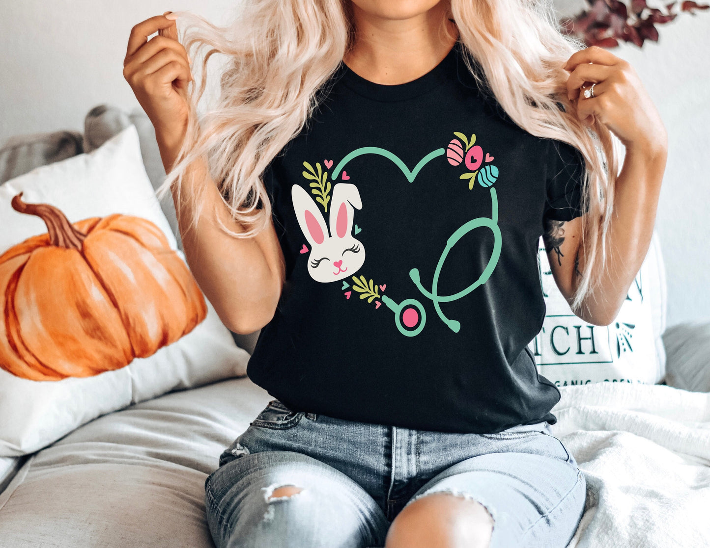 Heart Stethoscope Easter Nurse T-Shirt