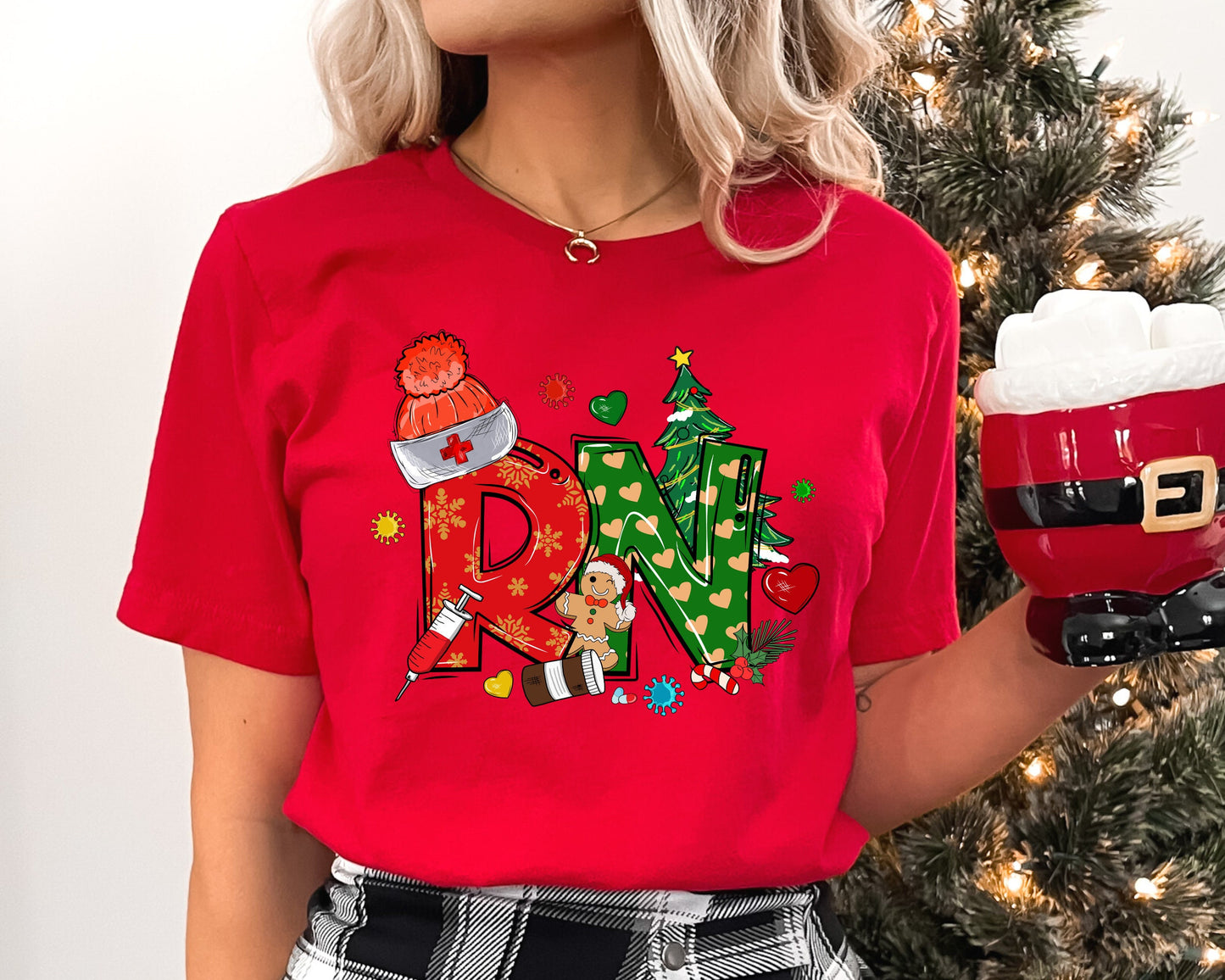Christmas Gingerbread Man Registered Nurse T-Shirt