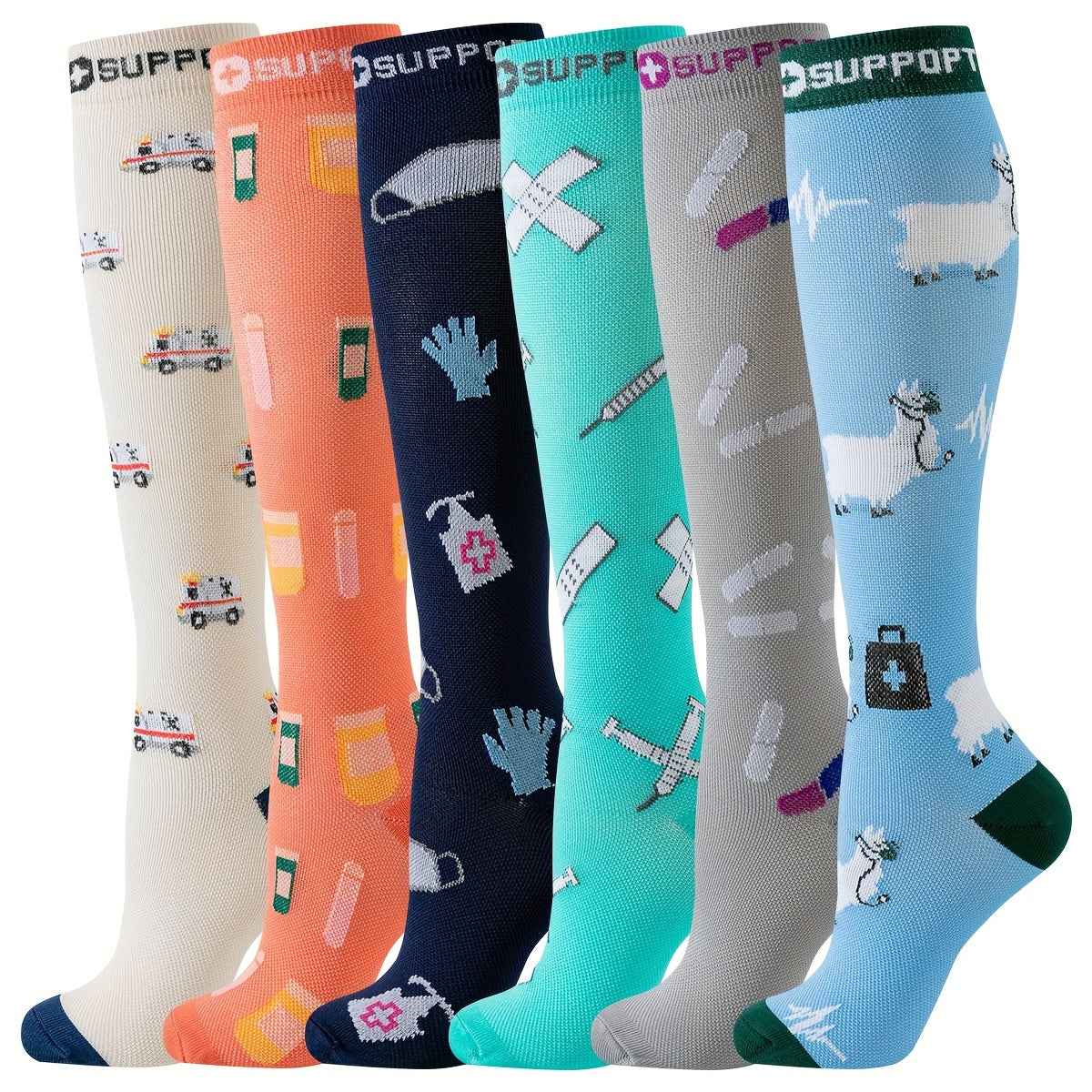 6 Pairs Of Compression Socks for Nurses