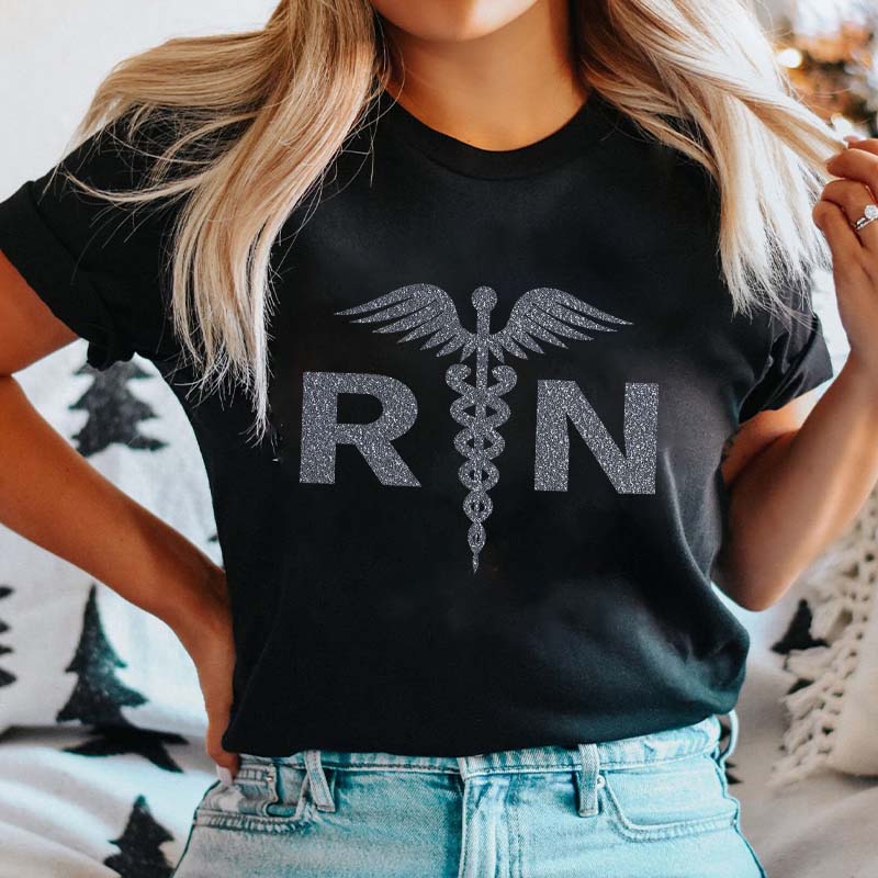 Glitter RN Nurse T-Shirt