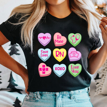 Valentine Nurse Conversation Hearts RN Nurse T-Shirt