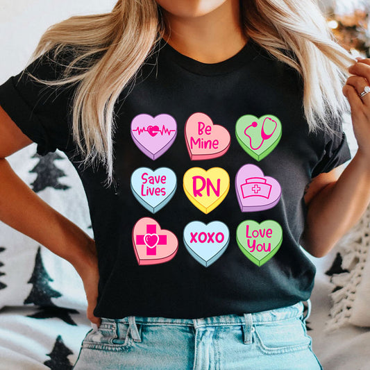 Valentine Nurse Conversation Hearts RN Nurse T-Shirt