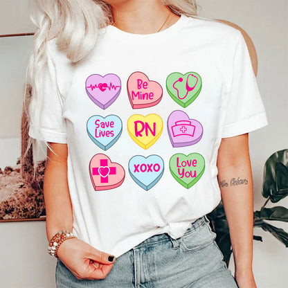 Valentine Nurse Conversation Hearts RN Nurse T-Shirt