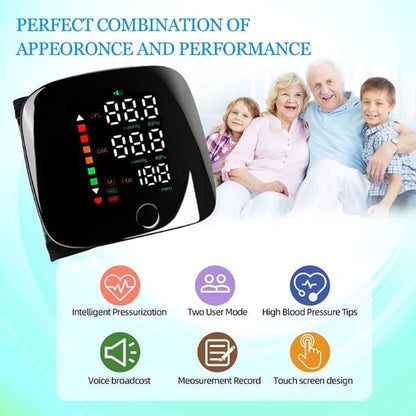 Effortless Wrist Blood Pressure Monitor – LED Display & Adjustable Fit