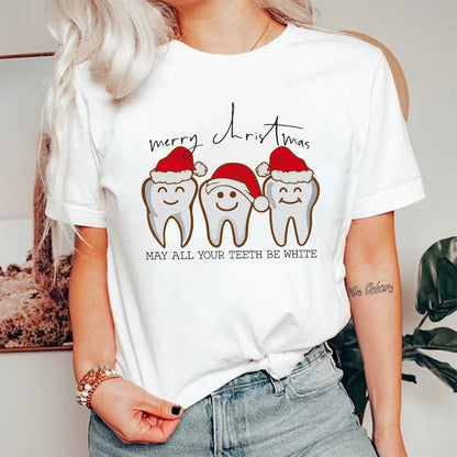 Merry Christmas May All Your Teeth Be White Dental Nurse T-Shirt