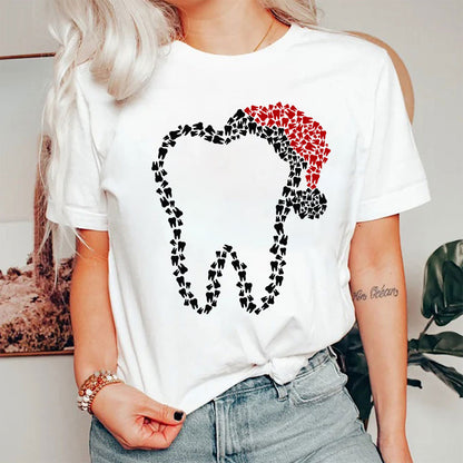 Small Teeth Make Up Big Tooth Christmas Dentist Nurse T-Shirt