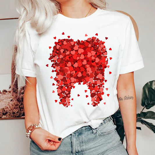 Valentine A Big Teeth Made Of Many HeartsDental Nurse T-Shirt