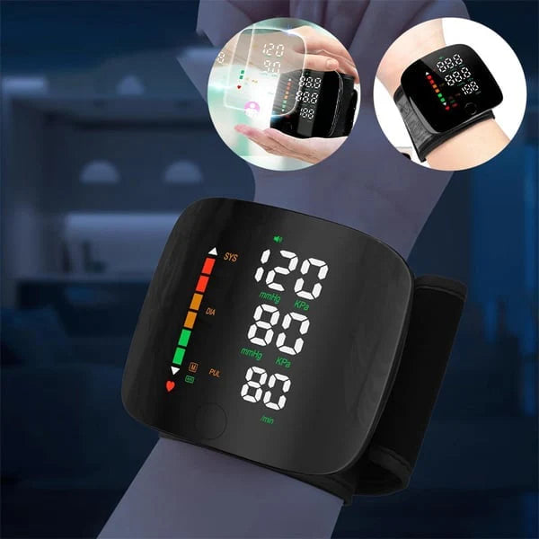 Effortless Wrist Blood Pressure Monitor – LED Display & Adjustable Fit