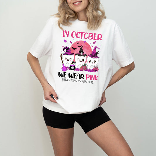 In October We Wear Pink Breast Cancer Awareness Dental Nurse T-Shirt