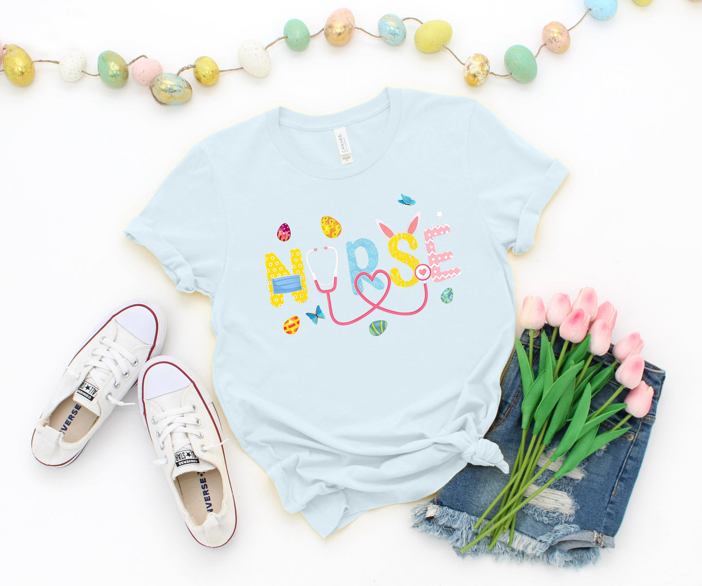 Easter Gnomes Cute Bunny Nurse T-Shirt