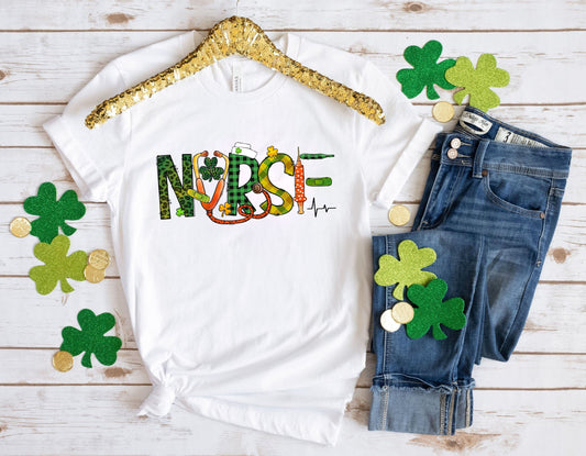 Shamrock Lucky St Patrick's Day Nurse T-Shirt