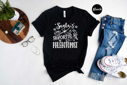 Santa's Favorite Phlebotomist Nurse T-Shirt