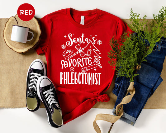 Santa's Favorite Phlebotomist Nurse T-Shirt