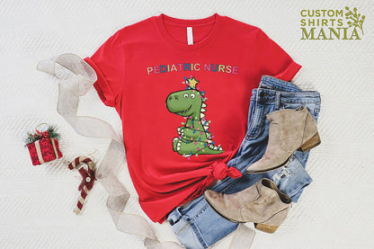 Christmas Dinosaur Pediatrics Nurse T-Shirt