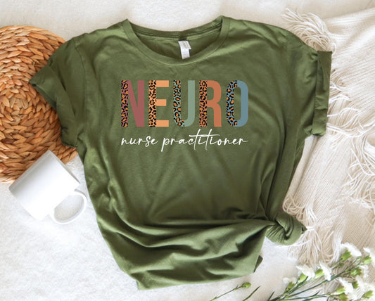 Neuro Nurse Practitioner Leopard Nurse T-Shirt