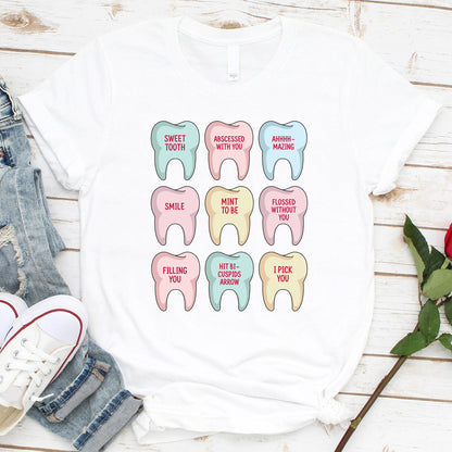 Valentine's Day Dental Tooth Dental Nurse T-Shirt