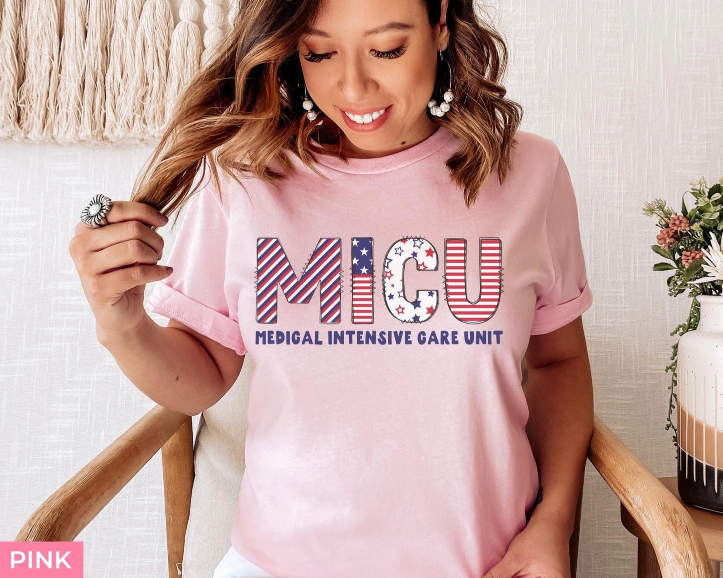 MICU Medical Intensive Care Nurse 4th of July Nurse T-Shirt