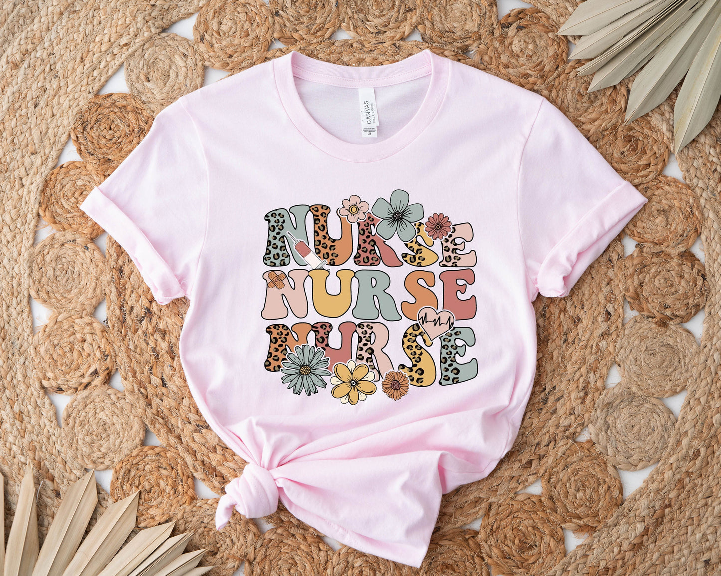 Wild Flowers Retro Nurse T-Shirt