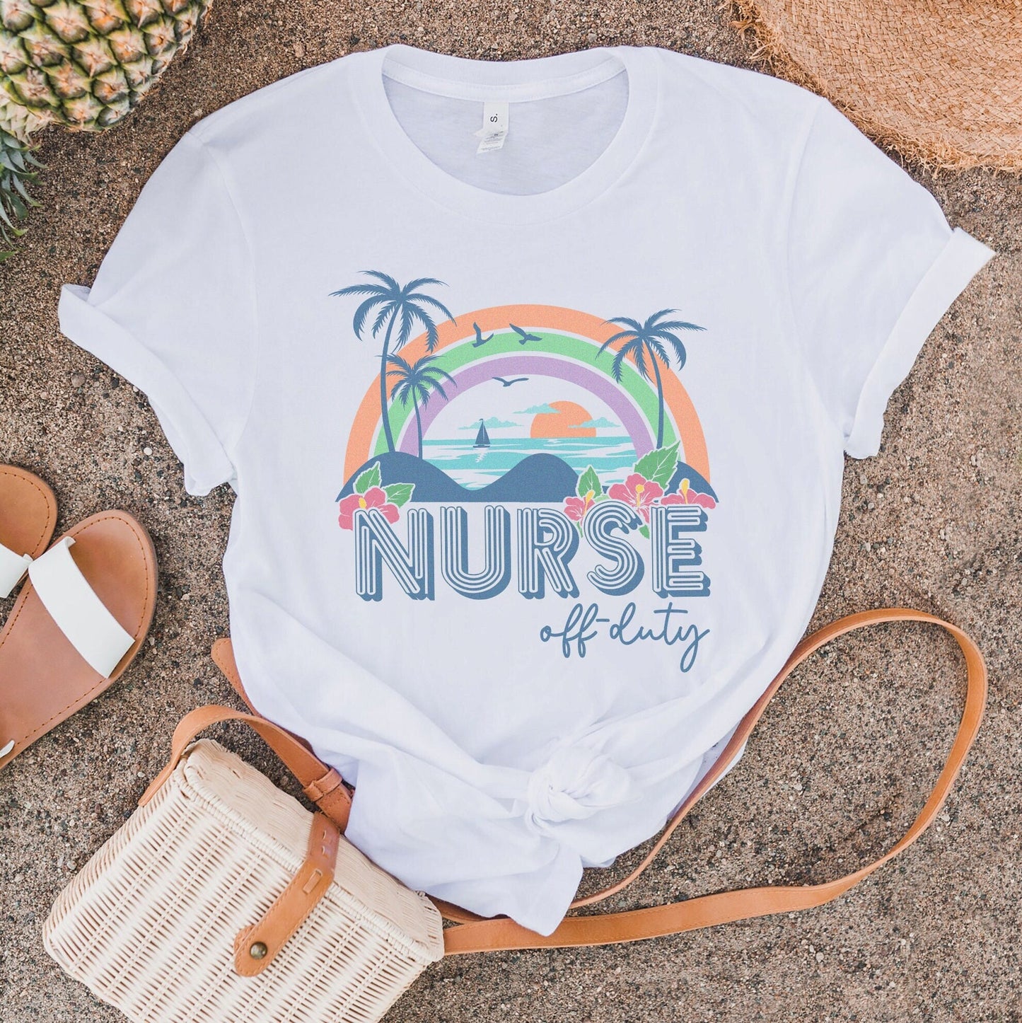 Nurse Off Duty Retro Summer Nurse T-Shirt