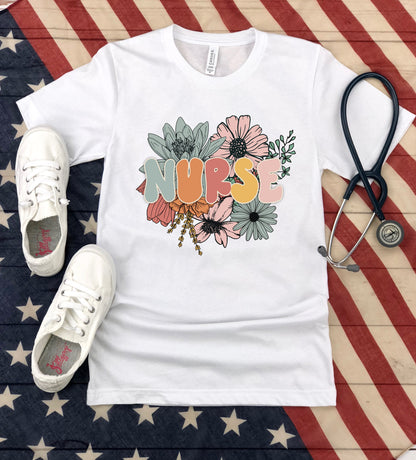 Wild Flowers Nurse T-Shirt