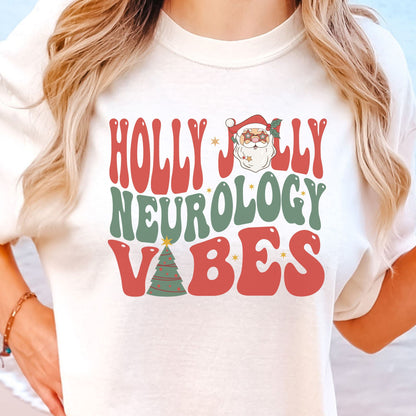 Holly Jolly Neurology Vibes Nurse T-Shirt