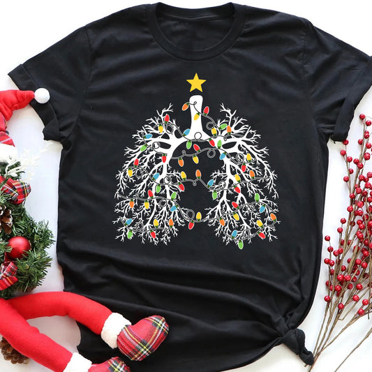 Respiratory Therapist Lung Christmas Nurse T-Shirt