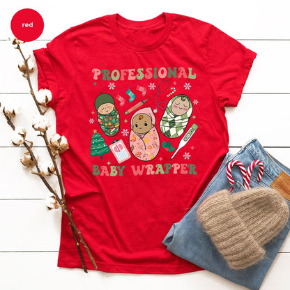 Professional Baby Wrapper Christmas Nurse T-Shirt