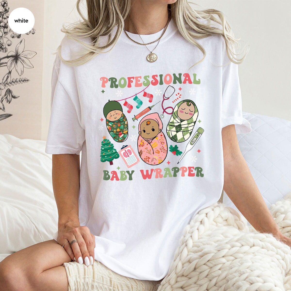 Professional Baby Wrapper Christmas Nurse T-Shirt