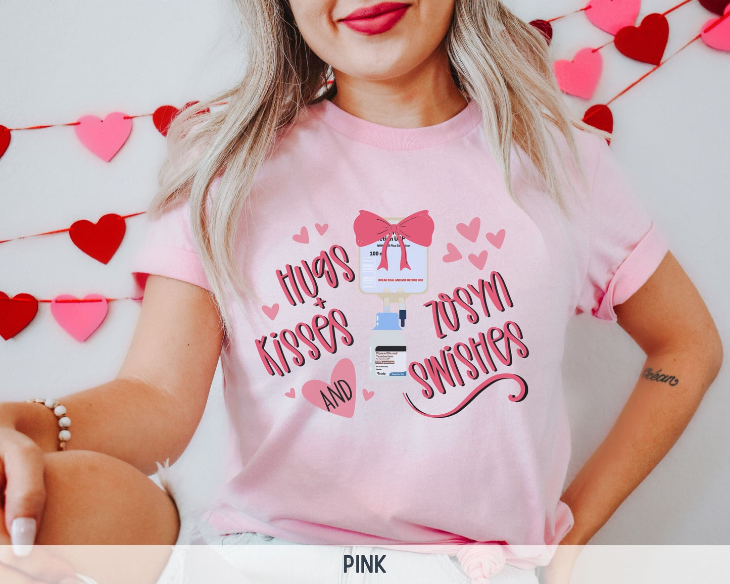 Hugs and Kisses Zosyn Swishes Valentine's Day Nurse T-Shirt