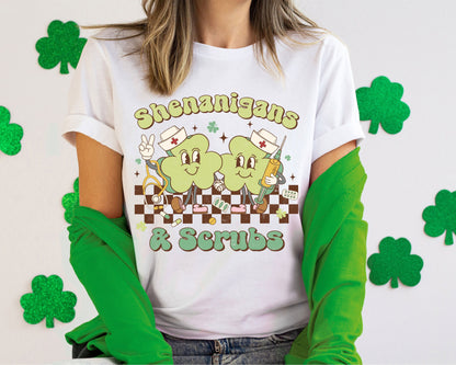 Shenanigans & Scrubs Saint Patrick's Day Nurse T-Shirt