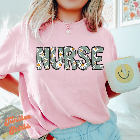 Floral  Nurse T-Shirt