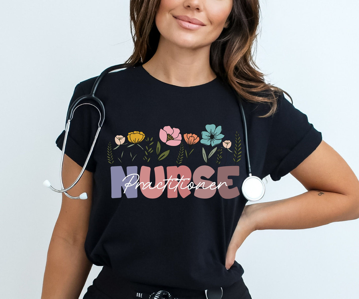 Nurse Practitioner Floral Nurse T-Shirt