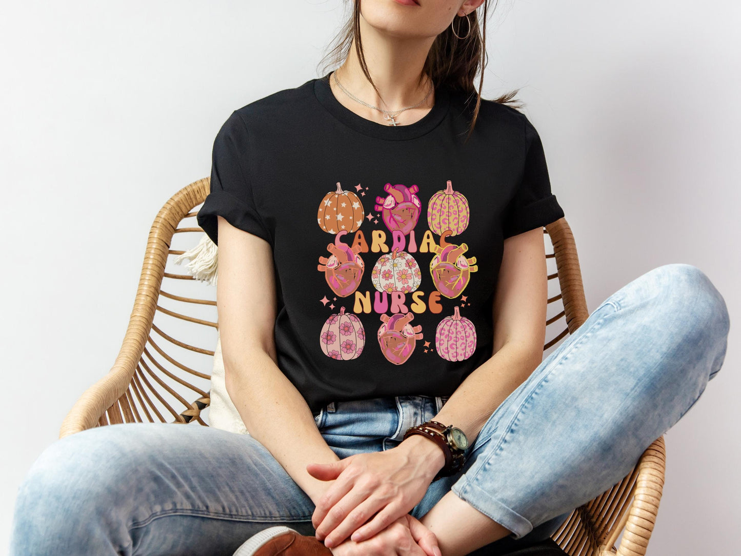 Pumpkin Cardiac Retro Nurse T-Shirt