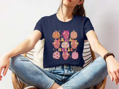 Pumpkin Cardiac Retro Nurse T-Shirt