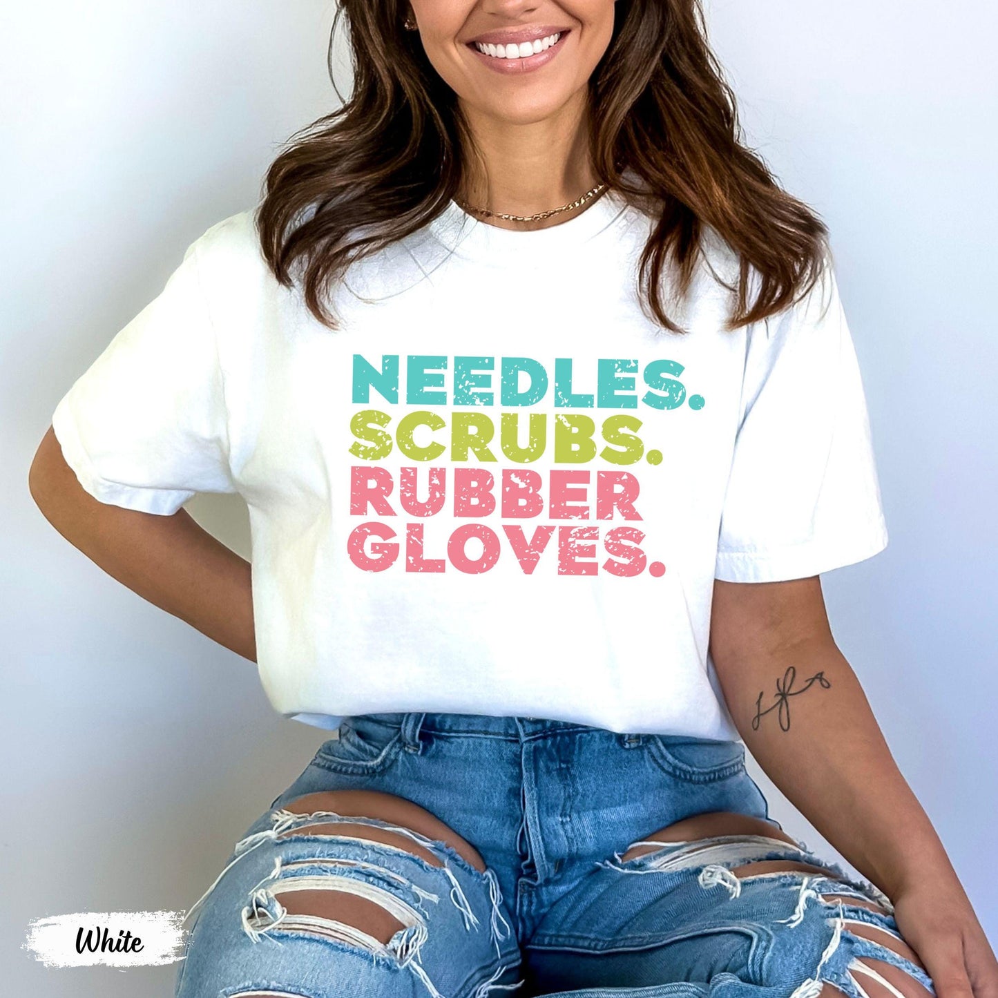 Needles Scrubs Rubber Gloves Phlebotomist Nurse T-Shirt