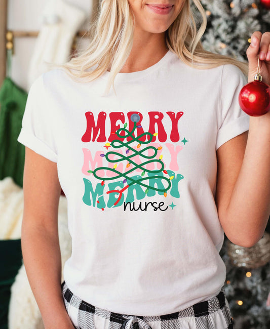 Merry Nurse Christmas Nurse T-Shirt