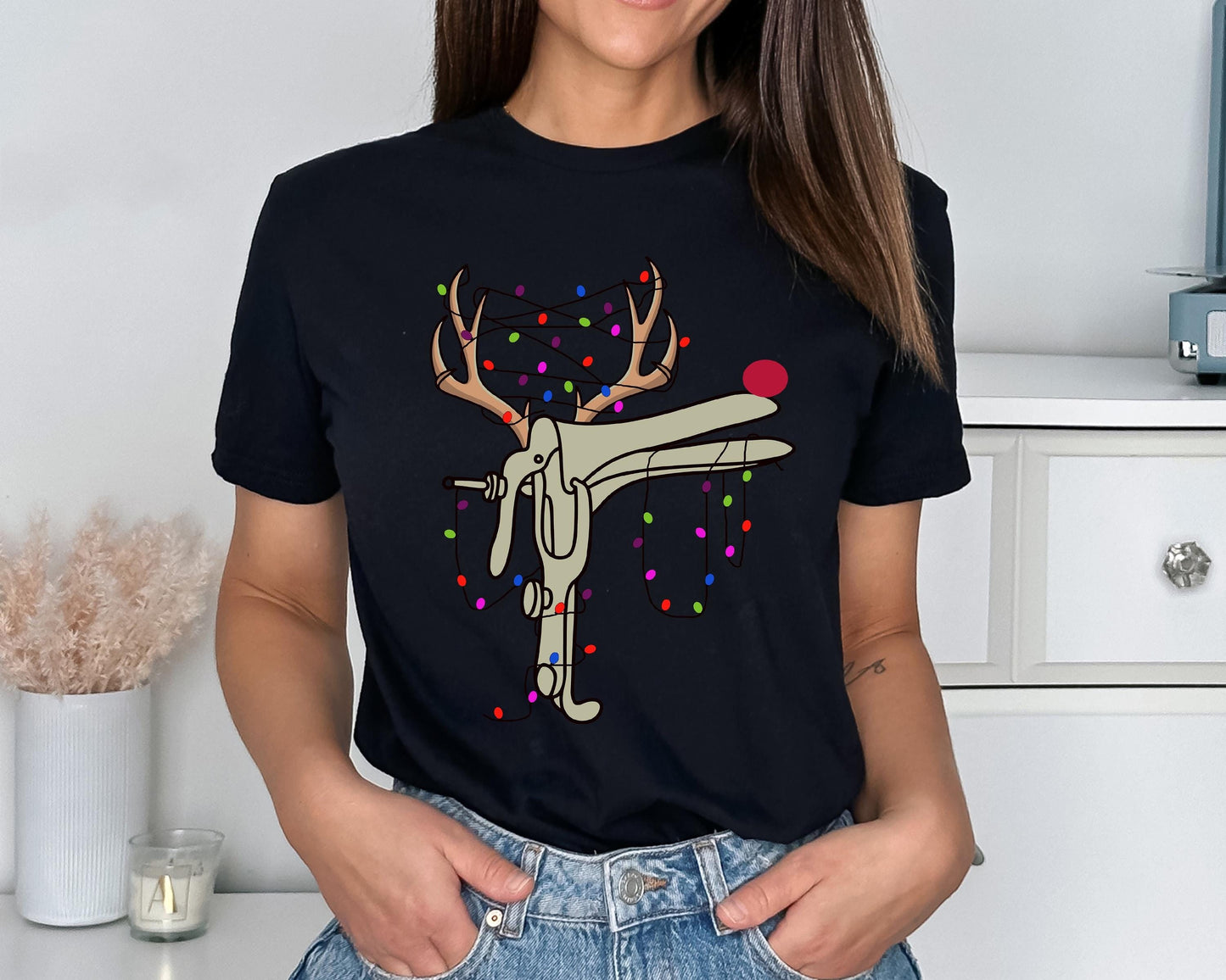 Christmas Reindeer Speculum Nurse T-Shirt