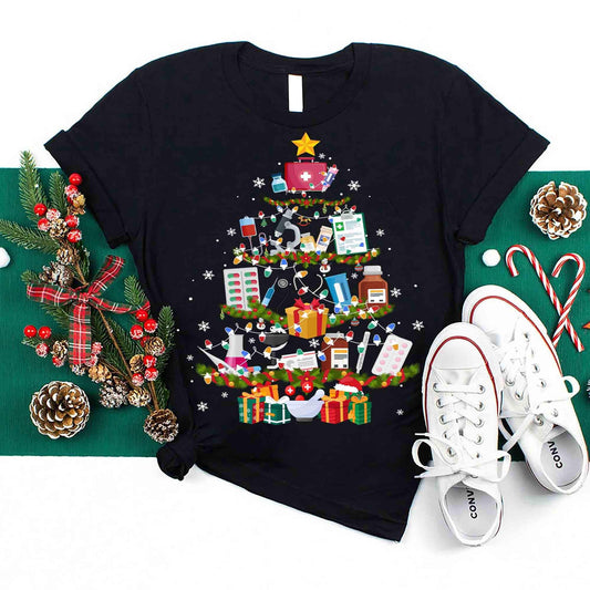 Christmas Tree Pharmacist Nurse T-Shirt