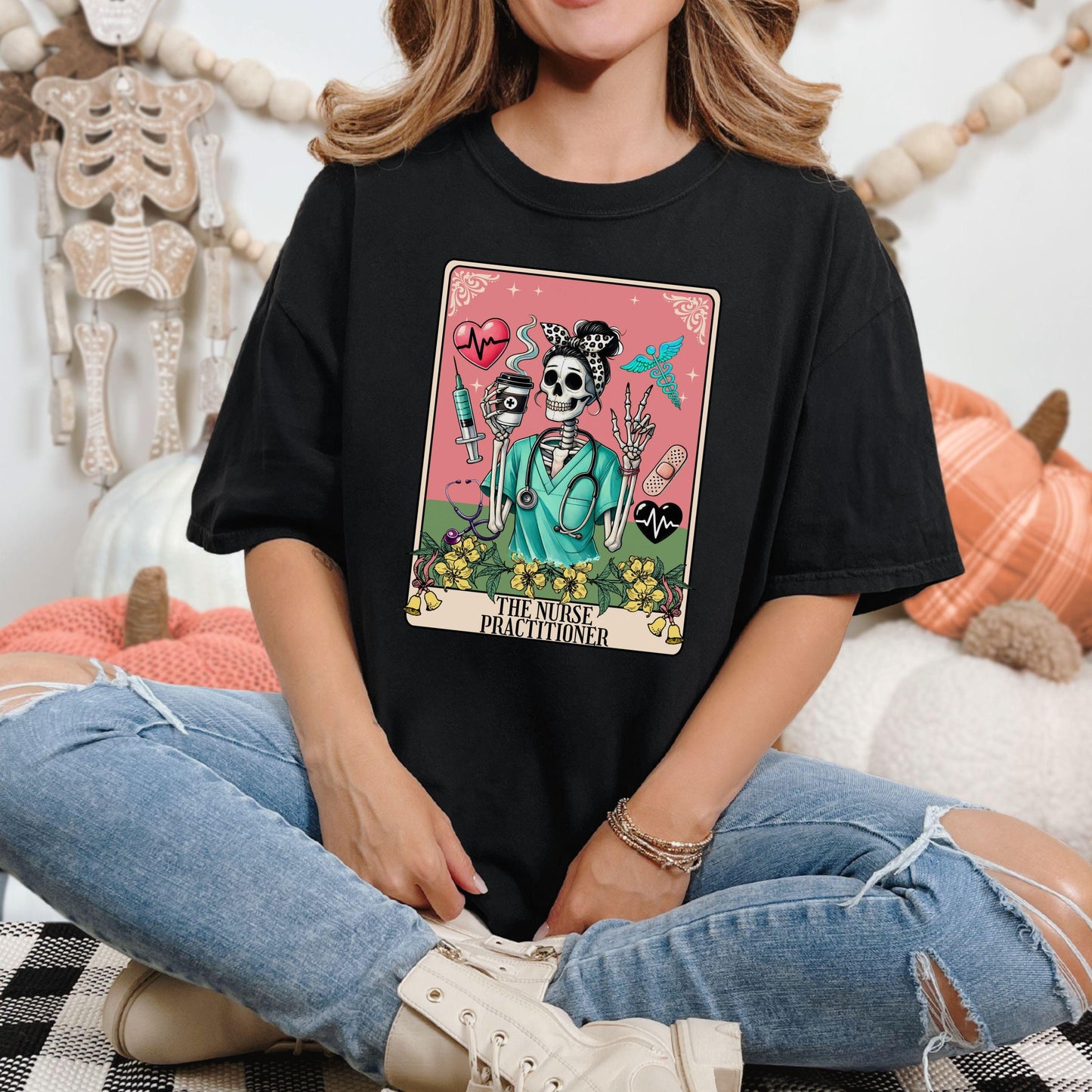 The Nurse Practitioner Tarot Card Skeleton Nurse T-Shirt