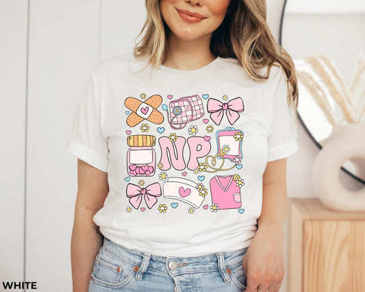 NP Pink Bows Nurse T-Shirt