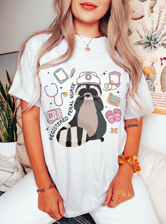 Funny Racoon RN Nurse T-Shirt