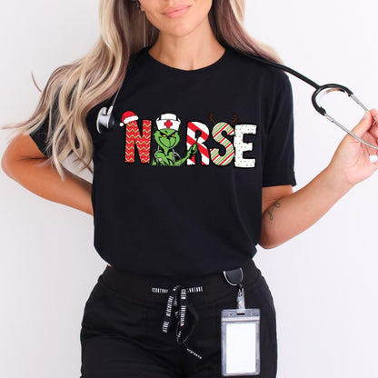 Merry Grinchmas Christmas Nurse T-Shirt