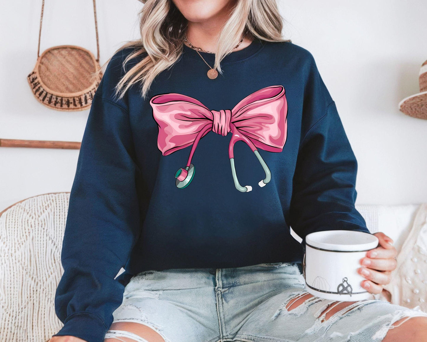 Stethoscope Bow Nurse Sweatshirt