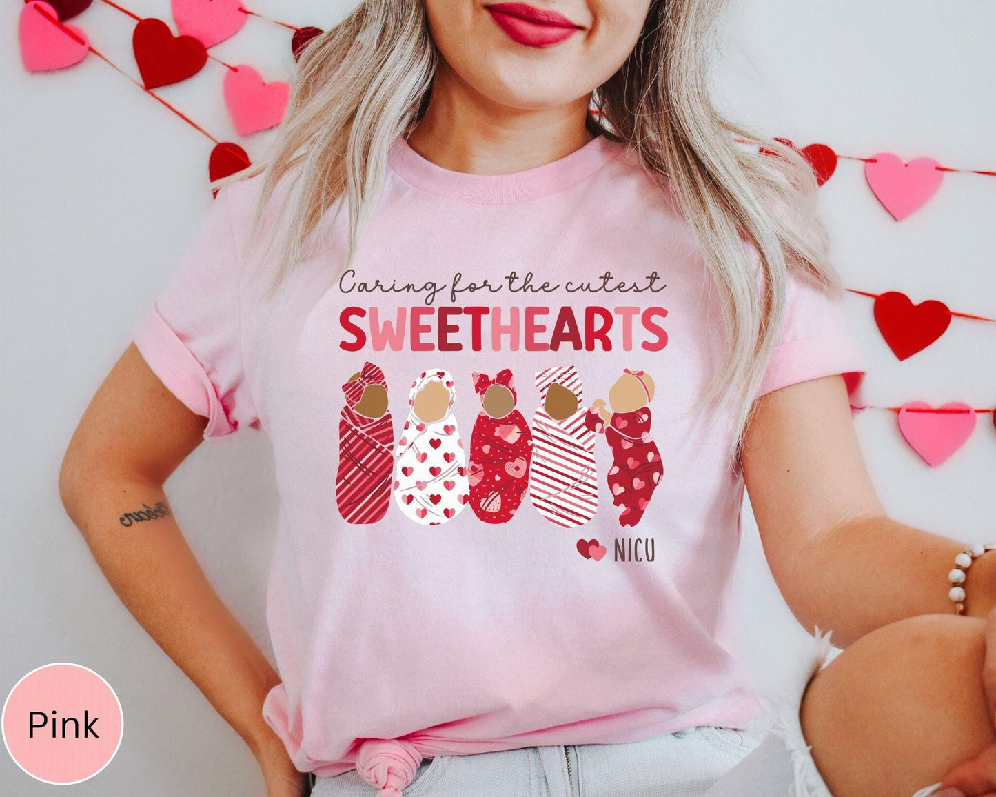 Caring For Sweethearts Valentines Day NICU Nurse T-Shirt