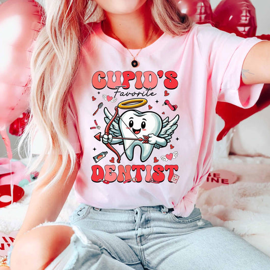 Cupid's Favorite Dentist Valentines Dental T-Shirt